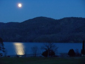 Moon over Lake George